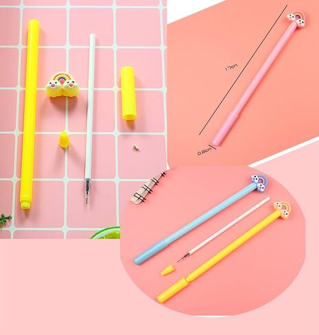 YYaaloa 32pcs Cute Novelty Gel Ink Pens Rainbow style Writing Pens 0.5 mm Black Ink Fun Kawaii Pens Bulk for Office Supplies (32pcs rainbow style, Black) in Saudi Arabia