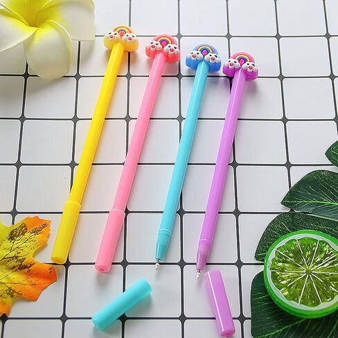 YYaaloa 32pcs Cute Novelty Gel Ink Pens Rainbow style Writing Pens 0.5 mm Black Ink Fun Kawaii Pens Bulk for Office Supplies (32pcs rainbow style, Black) in Saudi Arabia