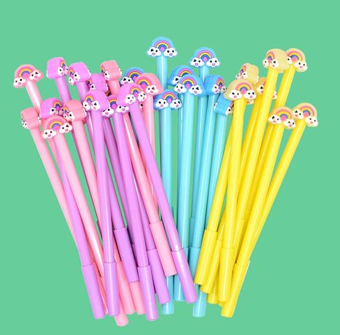 YYaaloa 32pcs Cute Novelty Gel Ink Pens Rainbow style Writing Pens 0.5 mm Black Ink Fun Kawaii Pens Bulk for Office Supplies (32pcs rainbow style, Black) in Saudi Arabia