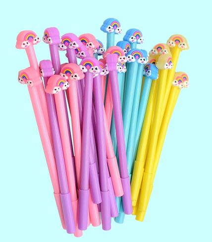 YYaaloa 32pcs Cute Novelty Gel Ink Pens Rainbow style Writing Pens 0.5 mm Black Ink Fun Kawaii Pens Bulk for Office Supplies (32pcs rainbow style, Black) in Saudi Arabia