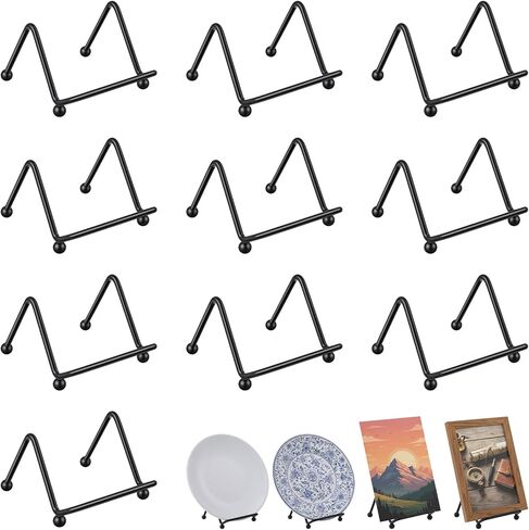 10 Pcs Mini Plate Stand, Black Metal Small Plate Holders for Displaying, 2.6 x 2.6 x 2.2 Inch Decorative Photo Holder, Picture Frame Stand, Easel for Collectibles, Artwork, Mobile Phone in Kuwait