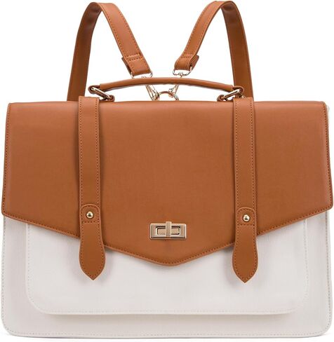 Seyfocnia Briefcase for Women - 15.6 inch Laptop Messenger Bag - Shoulder & Backpack for Women - Beige in Kuwait