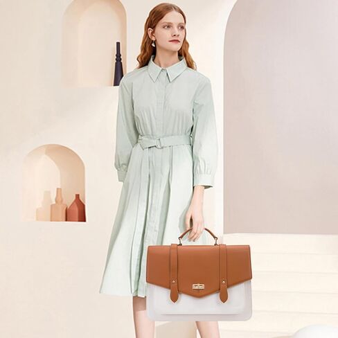 Seyfocnia Briefcase for Women - 15.6 inch Laptop Messenger Bag - Shoulder & Backpack for Women - Beige in Kuwait