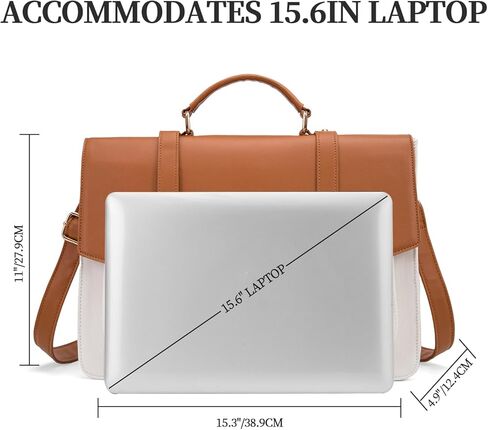 Seyfocnia Briefcase for Women - 15.6 inch Laptop Messenger Bag - Shoulder & Backpack for Women - Beige in Kuwait