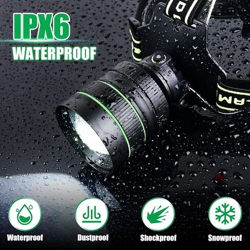مصباح أمامي LED قابل لإعادة الشحن، مصباح أمامي فائق السطوع 100000 لومن مع مستشعر للحركة، 7 أوضاع مصباح رأس قابل للتكبير، 180 درجة قابل للتعديل، مصباح رأس مقاوم للماء IPX6 للتخييم والجري والتسلق والمشي لمسافات طويلة in Kuwait