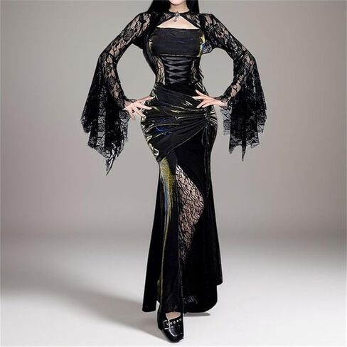 بلوزة نسائية ذات أكمام على شكل جرس قوطي - سترة فيكتورية شفافة من الزهور بوليرو Y2K برقبة دائرية لحفلات الزفاف in Kuwait