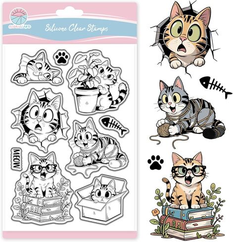 GLOBLELAND Animal Gentleman Clear Stamps Retro Frog Owl Cat Rabbit Silicone Clear Stamp Seals Transparent Stamps for DIY Scrapbooking Cards Making Photo Album Journal in Saudi Arabia