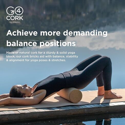 أسطوانة يوجا من الفلين عالي الكثافة - 8 × 12 بوصة | أسطوانة فلين صديقة للبيئة قوية مع قبضة مضادة للانزلاق | يعزز ممارسة اليوجا ويوفر تدليكًا عميقًا للأنسجة من أجل تعافي العضلات بسرعة in Kuwait