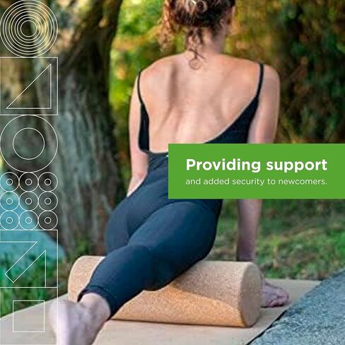 أسطوانة يوجا من الفلين عالي الكثافة - 8 × 12 بوصة | أسطوانة فلين صديقة للبيئة قوية مع قبضة مضادة للانزلاق | يعزز ممارسة اليوجا ويوفر تدليكًا عميقًا للأنسجة من أجل تعافي العضلات بسرعة in Kuwait