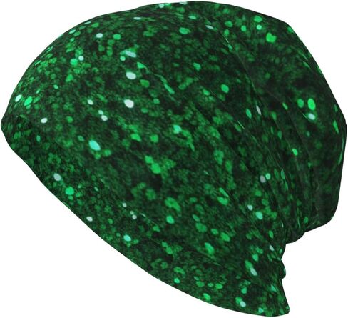 Green Sequin Sparkle Beanie Hat Funny Warm Skull Cap Adult Slouchy Knit Hat Headwear Gift for Men Women in Saudi Arabia