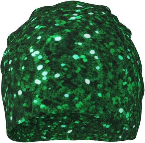 Green Sequin Sparkle Beanie Hat Funny Warm Skull Cap Adult Slouchy Knit Hat Headwear Gift for Men Women in Saudi Arabia