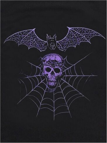 قميص قصير نسائي من SweatyRocks Y2k Goth Skull Bat ذو رسومات نحيفة مناسب للخروج in Saudi Arabia