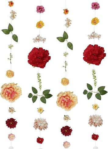 5 Pcs Flower Garland for Backdrop Artificial Hanging Wildflower Garland Floral Vines 29.5 ft Faux Silk Flowers Vines Decorations for Home Garden Spring Summer Wedding Party Arch Wall Fall Decor in Kuwait