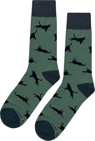 Cat Dress Socks Funny Novelty Crazy Fun Design Men Size 8-12 Cotton Casual Crew Colorful Funky Gift for Men in Saudi Arabia