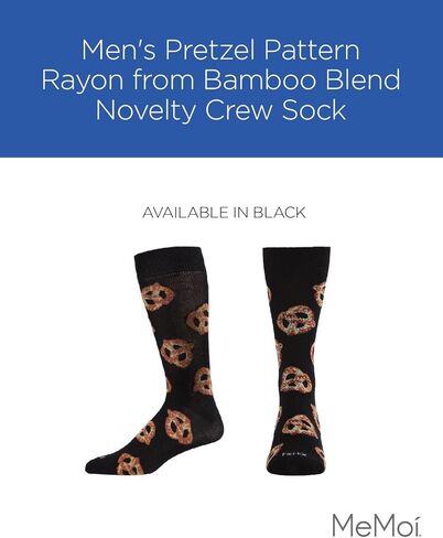 جوارب MeMoi الرجالية بنمط Pretzel رايون من Rayan Blend Novelty Crew Sock in Saudi Arabia