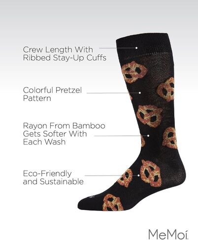 جوارب MeMoi الرجالية بنمط Pretzel رايون من Rayan Blend Novelty Crew Sock in Saudi Arabia