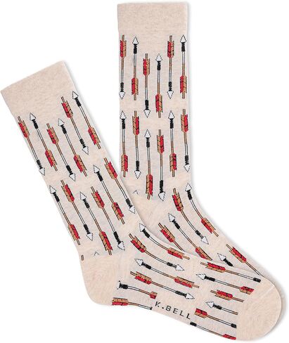 K. Bell Men's Arrow Stripe Crew Socks 1 Pair, Oatmeal Heather, Men's 10-13 in Saudi Arabia