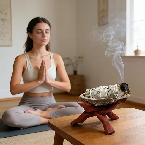 مجموعة تلطيخ المريمية البيضاء، مجموعة هدايا للتلطخ وتنظيف الطاقة مع الجمشت والمريمية البيضاء وبالو سانتو وقشرة أذن البحر والحامل واللافندر ~ بخور الأرز المريمية لتنظيف المنزل in Kuwait