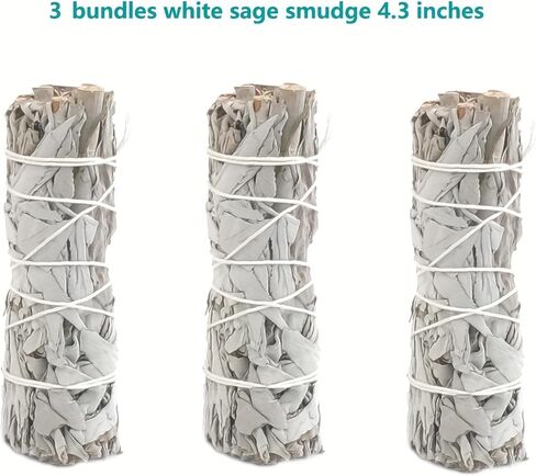 مجموعة تلطيخ المريمية البيضاء، مجموعة هدايا للتلطخ وتنظيف الطاقة مع الجمشت والمريمية البيضاء وبالو سانتو وقشرة أذن البحر والحامل واللافندر ~ بخور الأرز المريمية لتنظيف المنزل in Kuwait