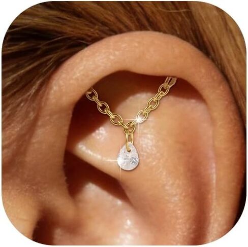 SPORCLO Hidden Helix Jewelry Flat Back Stud Earrings for Women Hypoallergenic Surgical Stainless Steel 16 Gauge Dangle Earring Internal Thread Earlobe Piercing Jewelry Gift 14K Gold Plated in Saudi Arabia