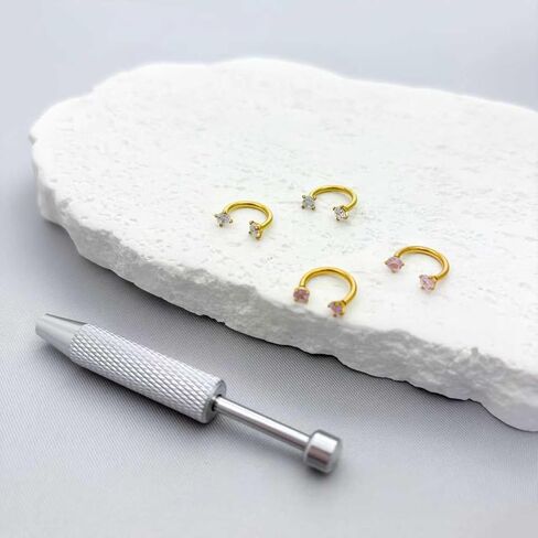 حدوة الحصان الأنف الدائري 16G الذهب الحاجز خواتم الفولاذ المقاوم للصدأ الوردي تشيكوسلوفاكيا الحاجز مجوهرات مزدوجة جوهرة حدوة الحصان مع استبدال الكرات المنتزع أداة الأنف الشفاه خواتم هوب Labret مجوهرات الغضروف أقراط Daith ثقب المجوهرات in Kuwait