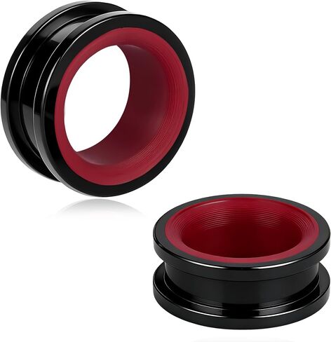 DOEARKO 2PCS Stainless Steel Ear Gauges Double Layer with Screw Closure 316L Steel Outer Ring & PLA Inner Ring Hypoallergenic Dual-Material Ear Plugs for Stretched Ears Lightweight & Breathable Design in Kuwait