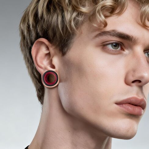 DOEARKO 2PCS Stainless Steel Ear Gauges Double Layer with Screw Closure 316L Steel Outer Ring & PLA Inner Ring Hypoallergenic Dual-Material Ear Plugs for Stretched Ears Lightweight & Breathable Design in Kuwait