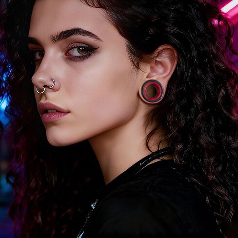 DOEARKO 2PCS Stainless Steel Ear Gauges Double Layer with Screw Closure 316L Steel Outer Ring & PLA Inner Ring Hypoallergenic Dual-Material Ear Plugs for Stretched Ears Lightweight & Breathable Design in Kuwait