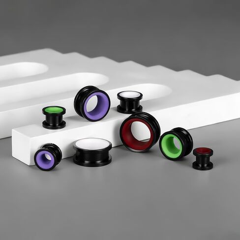 DOEARKO 2PCS Stainless Steel Ear Gauges Double Layer with Screw Closure 316L Steel Outer Ring & PLA Inner Ring Hypoallergenic Dual-Material Ear Plugs for Stretched Ears Lightweight & Breathable Design in Kuwait