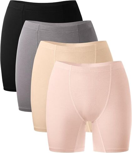 BAMBOO COOL Womens Boxer Briefs Underwear Boy Shorts Soft Stretch Panties for Women, 4 Packs in Kuwait