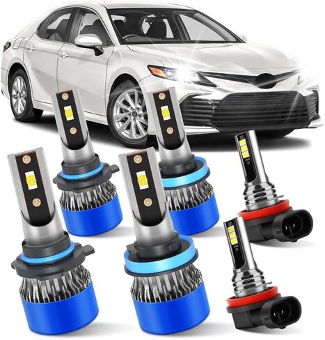 For Toyota Camry High Low Beam and Fog Lights 2007 2008 2009 2010 2011 2012 2013 2014 2015 2016 2017 2018, 9005 H11 H11 LED Bulbs Combo, 6500K White, 500% Brightness, Plug and Play, Pack of 6 in Saudi Arabia