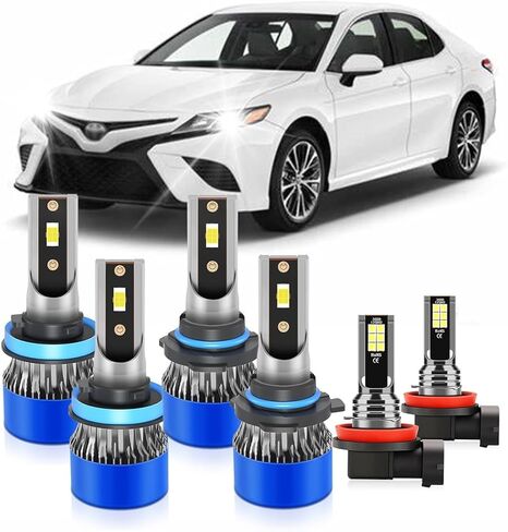 For Toyota Camry High Low Beam and Fog Lights 2007 2008 2009 2010 2011 2012 2013 2014 2015 2016 2017 2018, 9005 H11 H11 LED Bulbs Combo, 6500K White, 500% Brightness, Plug and Play, Pack of 6 in Saudi Arabia