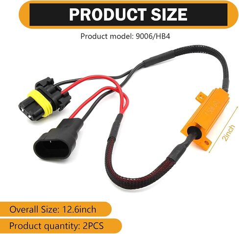 2 PCS 9006/HB4 LED Light Decoder, Fault Eliminator for Repairing LED Bulb Super Flash, 50 W Waterproof Plug and Play Load Resistor, Universal for Cars Bulb Modification Adapter (Black) in Kuwait