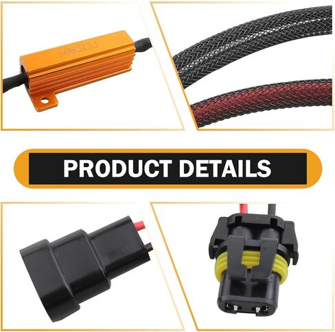 2 PCS 9006/HB4 LED Light Decoder, Fault Eliminator for Repairing LED Bulb Super Flash, 50 W Waterproof Plug and Play Load Resistor, Universal for Cars Bulb Modification Adapter (Black) in Kuwait