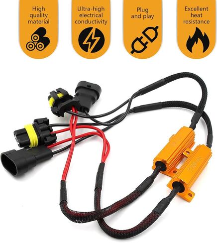 2 PCS 9006/HB4 LED Light Decoder, Fault Eliminator for Repairing LED Bulb Super Flash, 50 W Waterproof Plug and Play Load Resistor, Universal for Cars Bulb Modification Adapter (Black) in Kuwait