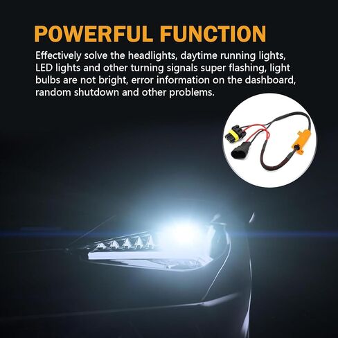 2 PCS 9006/HB4 LED Light Decoder, Fault Eliminator for Repairing LED Bulb Super Flash, 50 W Waterproof Plug and Play Load Resistor, Universal for Cars Bulb Modification Adapter (Black) in Kuwait