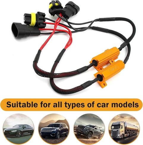 2 PCS 9006/HB4 LED Light Decoder, Fault Eliminator for Repairing LED Bulb Super Flash, 50 W Waterproof Plug and Play Load Resistor, Universal for Cars Bulb Modification Adapter (Black) in Kuwait