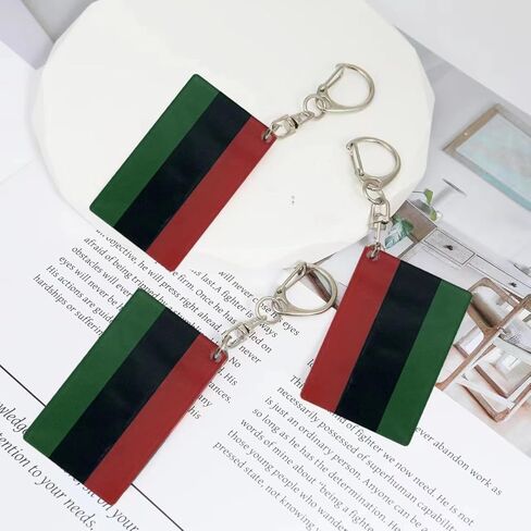 African American Flag Keychain African American Black Americans Flags Key Chains Men and Women Style - Double Sided Acrylic D Shape Chains Car Key chain Gifts Decoration (3 Pcs) in Kuwait