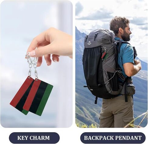 African American Flag Keychain African American Black Americans Flags Key Chains Men and Women Style - Double Sided Acrylic D Shape Chains Car Key chain Gifts Decoration (3 Pcs) in Kuwait