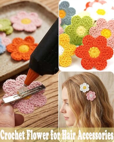 30 Pieces Crochet Flower Applique Small Yarn Sew on Floral Patches Embellishment for Sewing Craft Doll Scrapbooking Hair Accessorires Jewelry Finding Decoration (Multi) in Kuwait