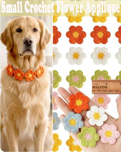 30 Pieces Crochet Flower Applique Small Yarn Sew on Floral Patches Embellishment for Sewing Craft Doll Scrapbooking Hair Accessorires Jewelry Finding Decoration (Multi) in Kuwait