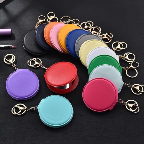 Portable Folding Leather Compact Mirror Keychain - Double-Sided Makeup Mirror Pendant, for Purse & On-the-Go Touch-Ups (pink) in Saudi Arabia