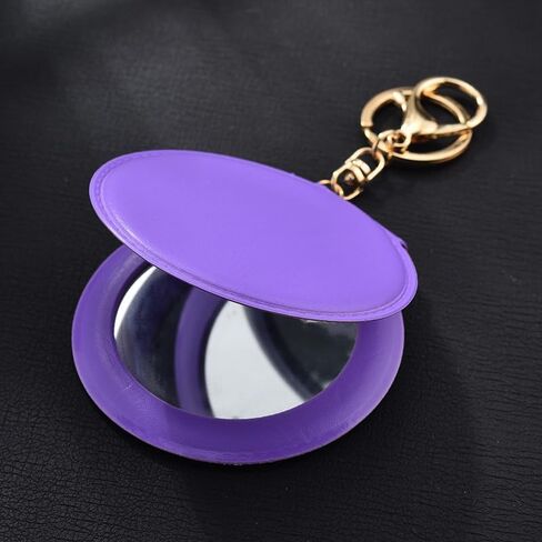 Portable Folding Leather Compact Mirror Keychain - Double-Sided Makeup Mirror Pendant, for Purse & On-the-Go Touch-Ups (pink) in Saudi Arabia