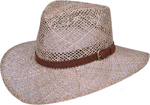 Australian Seagrass Hat Sun Hats for Women Men Beach Hat Tear Drop with Recycled Leather Details - Outback Hat in Kuwait