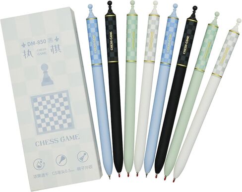 Maydahui 12 PCS Chess Game Rollerball Gel Pens Novelty Chess Board Print Pen Quick Drying CS Double Bead Black Ink for School Party Office in Saudi Arabia