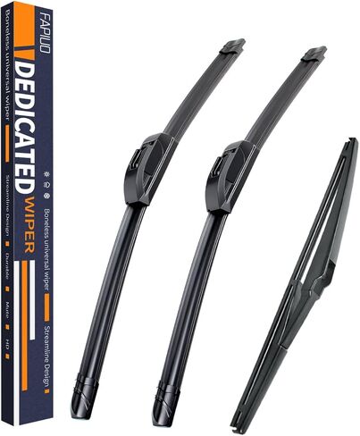 بديل للممسحات الصامتة Jeep Compass 2018-2022 - مساحات الزجاج الأمامي والخلفي FAPIUO 24 بوصة + 18 بوصة + 10 بوصة مجموعة شفرات كاملة (3 عبوات) خطاف U/J in Kuwait