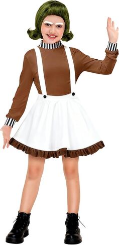 Remimi Halloween Girls Chocolate Worker Outfits Brown Shirt White Skirt 3-14 Years in Saudi Arabia