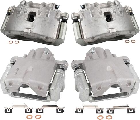 TRQ Front and Rear Brake Caliper Set Zinc Coated Brackets Compatible with 2004-2009 Cadillac SRX in Saudi Arabia