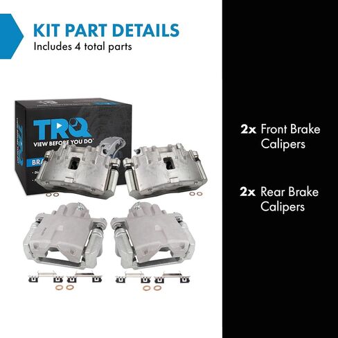 TRQ Front and Rear Brake Caliper Set Zinc Coated Brackets Compatible with 2004-2009 Cadillac SRX in Saudi Arabia