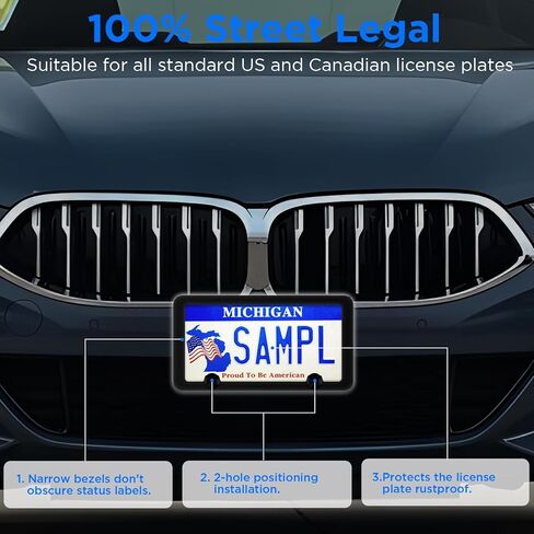 2PCS Premium License Plate Frames Matte Black Rustproof Aluminum License Plate Holder, Universal Car Protector Frame for Women and Men with Screw Caps in Saudi Arabia